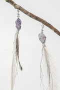 Dha Ngui "Earth Emu" Feathered Amethyst Net Bound Earrings