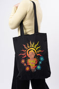 Empower Long Handle Black Cotton Tote Bag