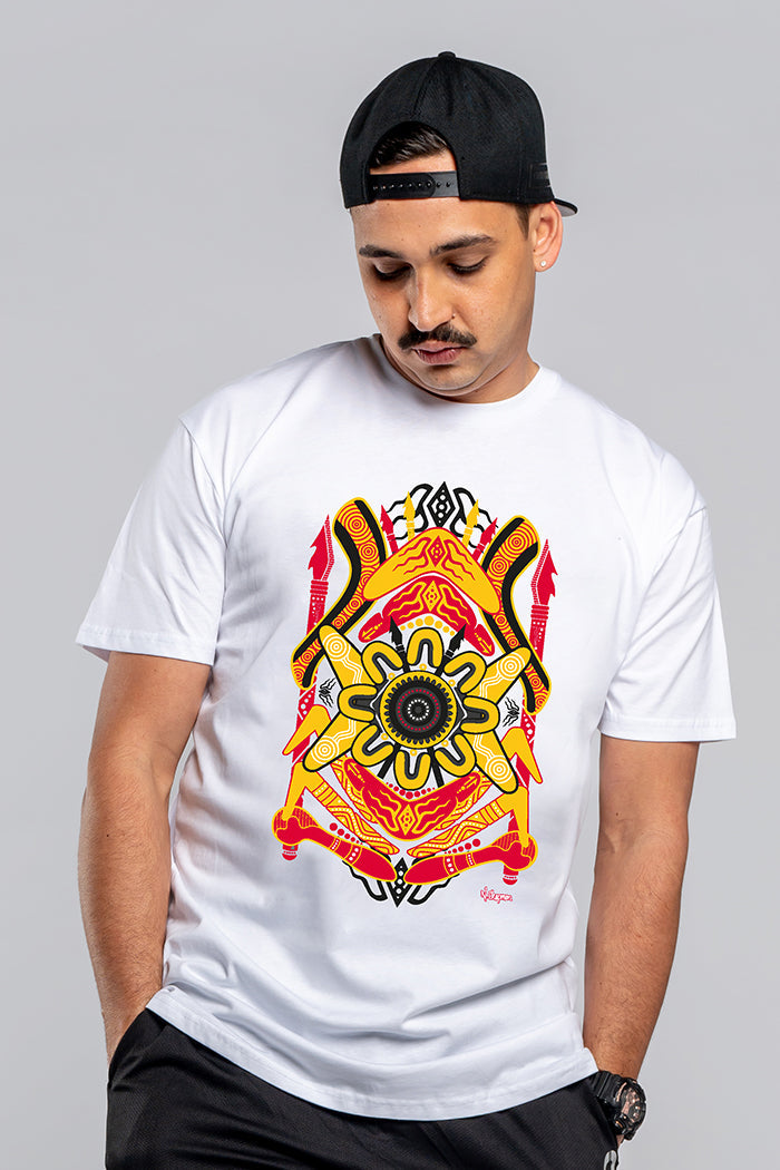 Tribal Warfare White Cotton Crew Neck Unisex T-Shirt