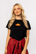 "Raise the Flag" Aboriginal Flag (Small) Black Cotton Crew Neck Womens T-Shirt