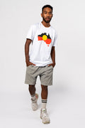 "Raise the Flag" Aboriginal Flag (Australia) White Cotton Crew Neck Unisex T-Shirt