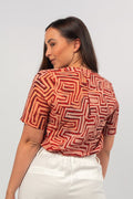 Aboriginal Art Clothing-Fringe-Rush V Neck Women's Short Sleeve Blouse-Yarn Marketplace