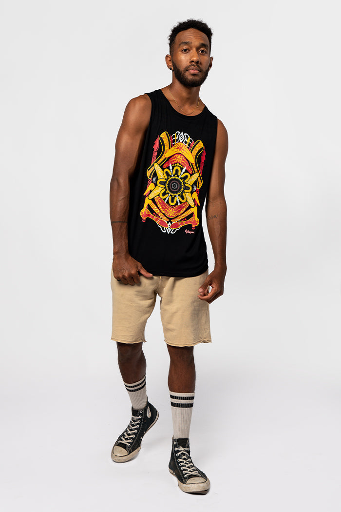 Tribal Warfare Black Cotton Men's Muscle Tank Top