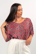 Aboriginal Art Clothing-Lappi Lappi Jukurrpa Dolman Sleeve Top-Yarn Marketplace