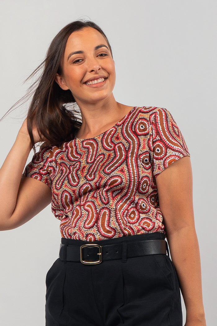 Aboriginal Art Clothing-Lappi Women's Fashion Top-Yarn Marketplace