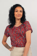 Aboriginal Art Clothing-Lappi Lappi Jukurrpa Women's Fashion Top-Yarn Marketplace