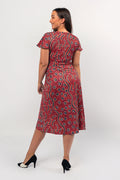 Aboriginal Art Clothing-Lappi Lappi Jukurrpa Women's Ruched Waist Midi Dress-Yarn Marketplace