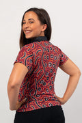 Aboriginal Art Clothing-Lappi Lappi Jukurrpa UPF 50 Bamboo Women's Fitted Polo Shirt-Yarn Marketplace