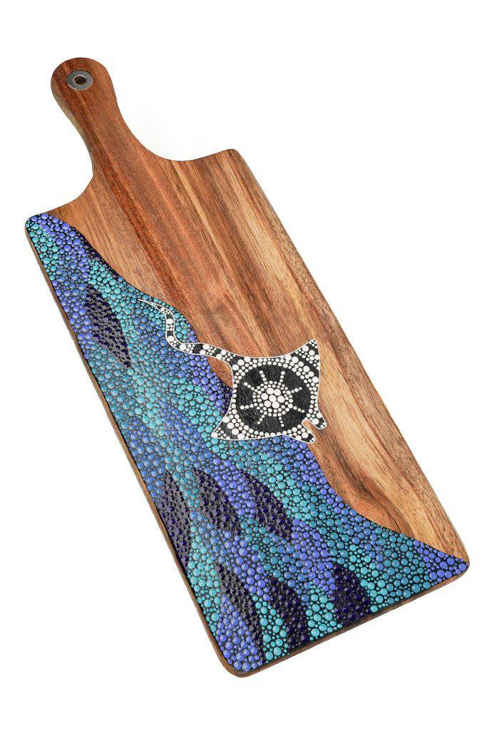 Aboriginal Art Kitchen Warehouse-Daringyal - Stingray Wooden Serving Board-Yarn Marketplace