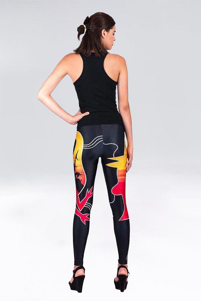 Aboriginal Art Clothing-Dawn to Dusk Fashion Leggings-Yarn Marketplace