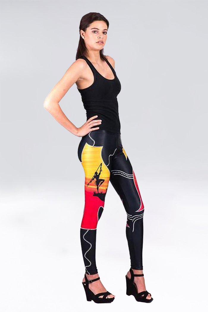 Aboriginal Art Clothing-Dawn to Dusk Fashion Leggings-Yarn Marketplace