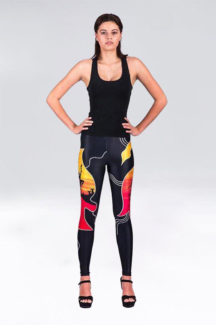 Aboriginal Art Clothing-Dawn to Dusk Fashion Leggings-Yarn Marketplace