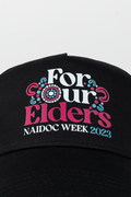 "For Our Elders" (Blue & Pink) NAIDOC WEEK 2023 Black Cotton Trucker Cap