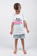 "For Our Elders" (Blue & Pink) NAIDOC WEEK 2023 White Cotton Crew Neck Kids T-Shirt