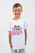 "For Our Elders" (Blue & Pink) NAIDOC WEEK 2023 White Cotton Crew Neck Kids T-Shirt