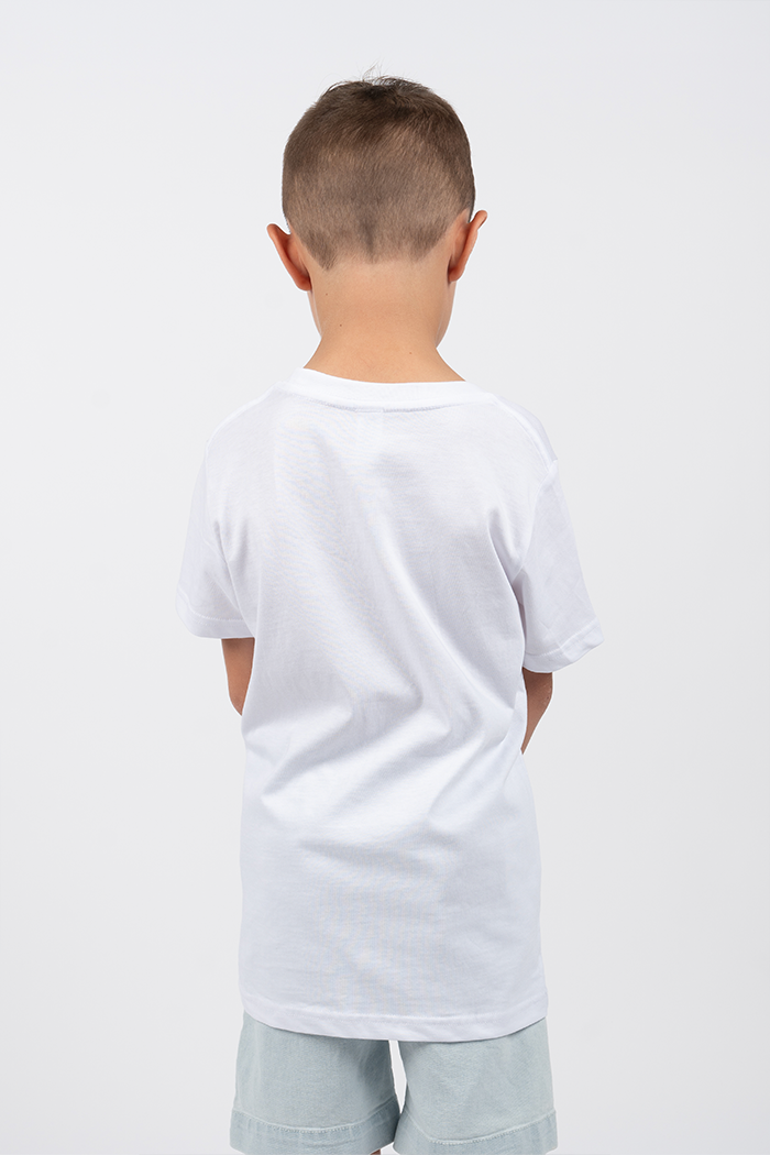 "For Our Elders" (Blue & Pink) NAIDOC WEEK 2023 White Cotton Crew Neck Kids T-Shirt