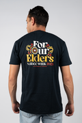 "For Our Elders" NAIDOC 23 Pocket Print (Red & Yellow) Navy Cotton Crew Neck Unisex T-Shirt