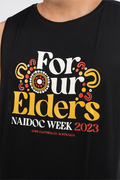 "For Our Elders" (Red & Yellow) NAIDOC WEEK 2023 Black Cotton Men's Muscle Tank Top