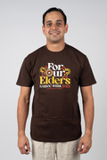 "For Our Elders" (Red & Yellow) NAIDOC WEEK 2023 Chocolate Cotton Crew Neck Unisex T-Shirt