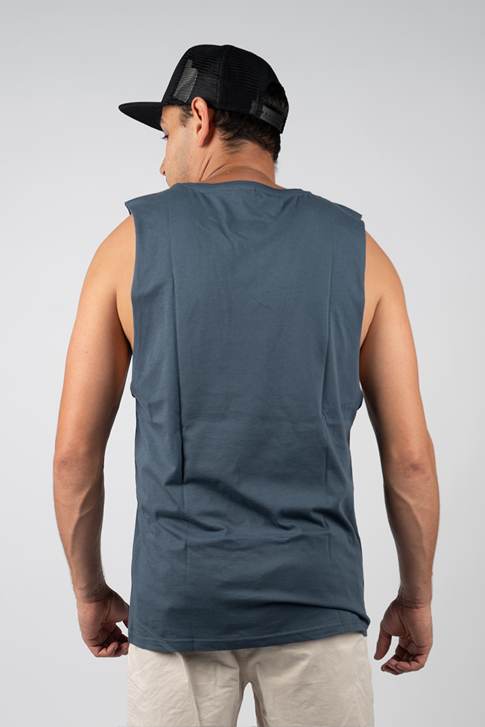"For Our Elders" (Red & Yellow) NAIDOC WEEK 2023 Petrol Blue Cotton Men's Muscle Tank Top