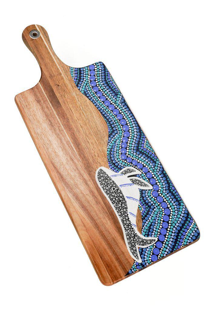 Aboriginal Art Kitchen Warehouse-Gawura- Whale Acacia Wooden Serving Board-Yarn Marketplace