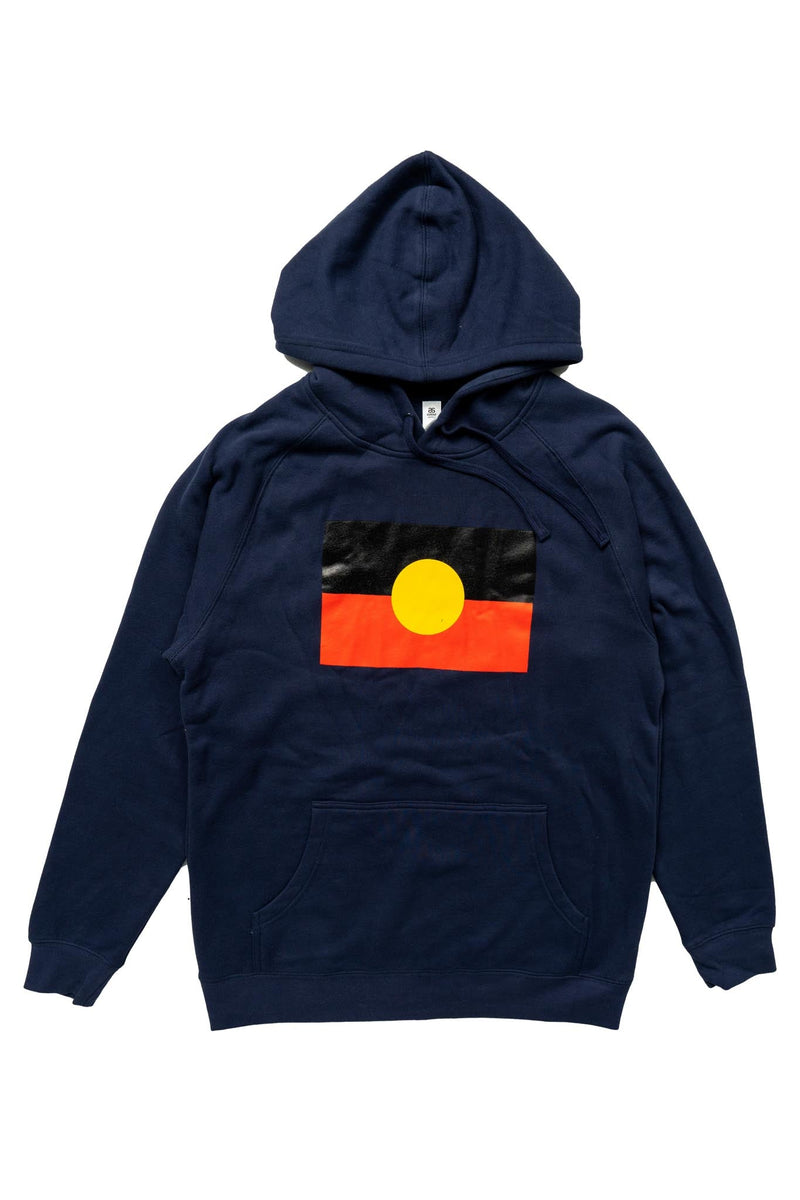 "Raise The Flag" Aboriginal Flag (Large) Midnight Blue Premium Cotton Blend Unisex Hoodie