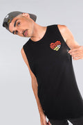 Aboriginal Art Clothing-Heal Country Mens Black Tank-Yarn Marketplace