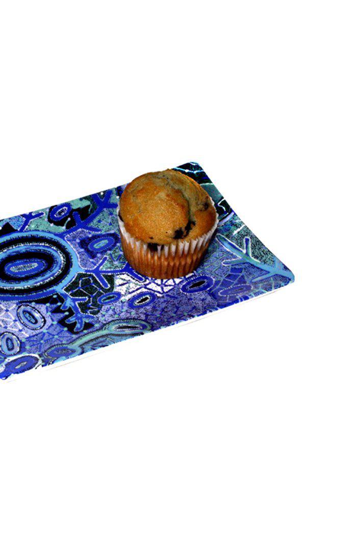 Aboriginal Art Kitchen Warehouse-Hudson Bone China Cake Plate 17.5 x 12cm-Yarn Marketplace