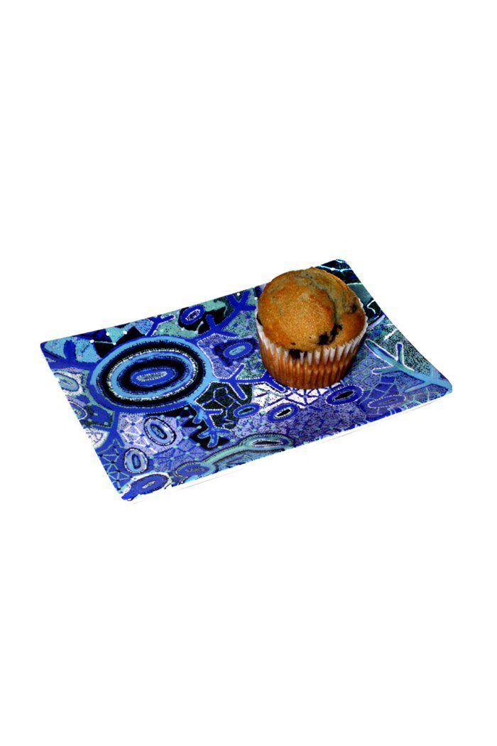 Aboriginal Art Kitchen Warehouse-Hudson Bone China Cake Plate 17.5 x 12cm-Yarn Marketplace