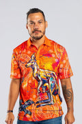 Aboriginal Art Clothing-Kangaroo & Goanna Dreaming Adults Unisex Polo-Yarn Marketplace