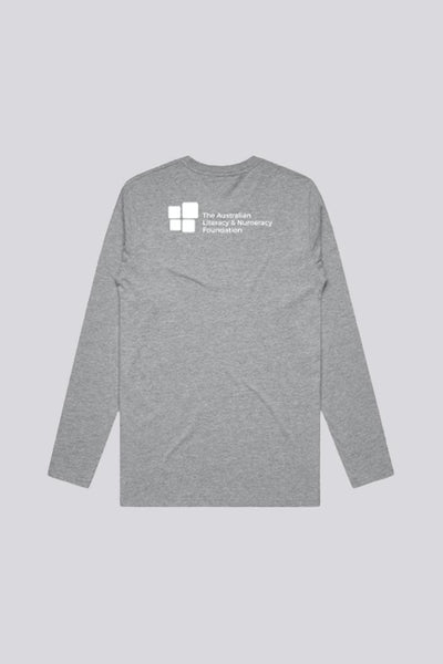 "Literacy is Freedom"  Grey Cotton Crew Neck Kids Long Sleeve T-Shirt