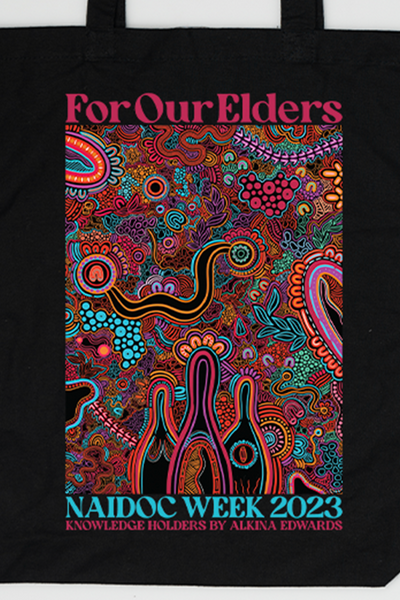 Knowledge Holders NAIDOC WEEK 2023 Black Cotton Tote Bag