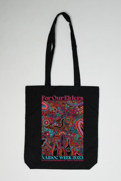 Knowledge Holders NAIDOC WEEK 2023 Black Cotton Tote Bag