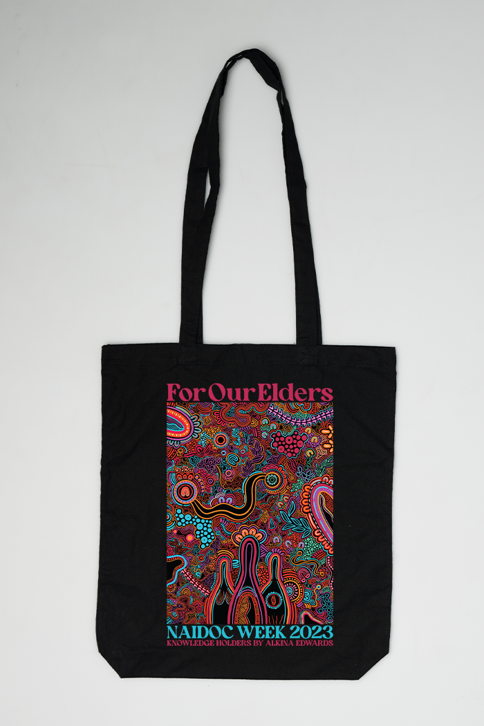 (Custom) Knowledge Holders NAIDOC WEEK 2023 Black Cotton Tote Bag