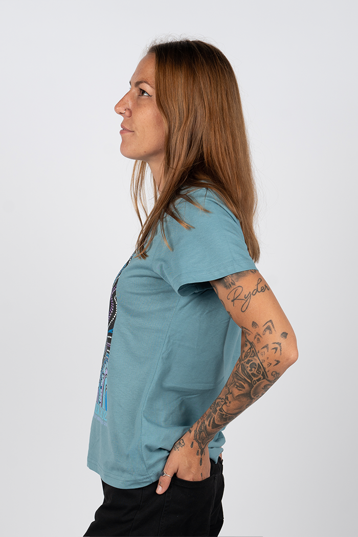 Koorrookee 'Grandmother' NAIDOC WEEK 2023 Slate Blue Cotton Crew Neck Women's T-Shirt