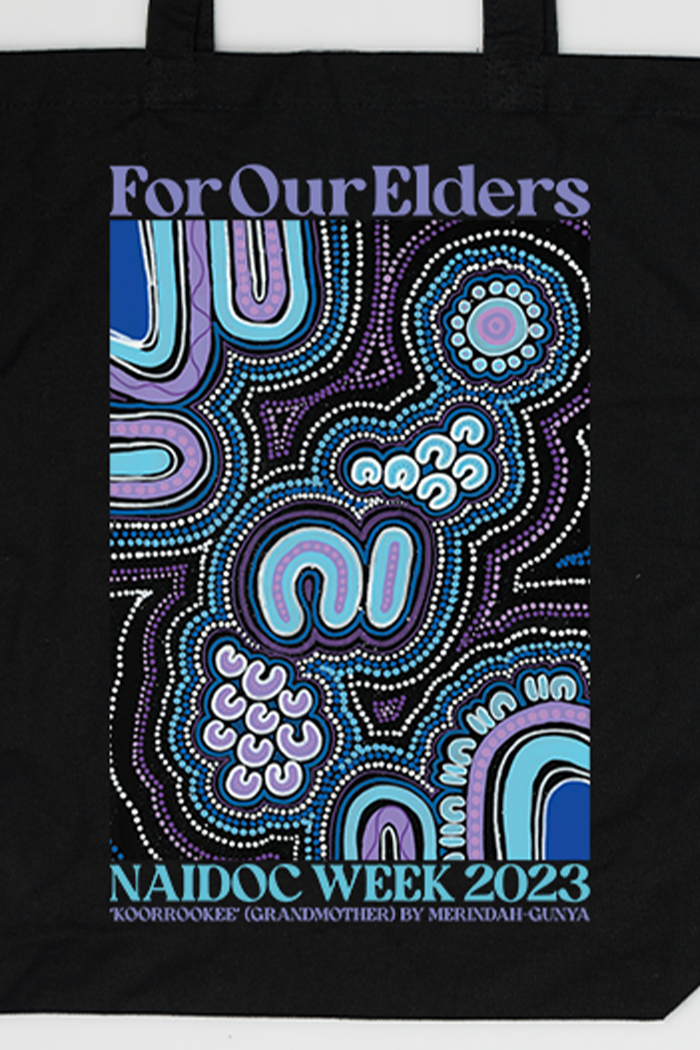 Koorrookee 'Grandmother' NAIDOC WEEK 2023 Black Cotton Tote Bag