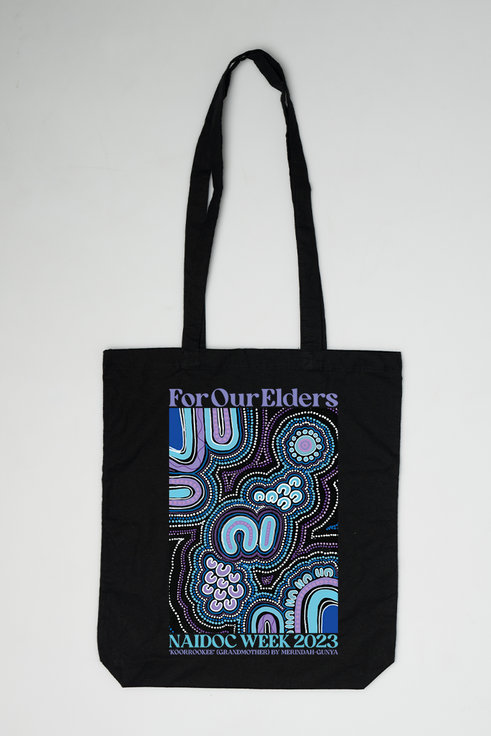 Koorrookee 'Grandmother' NAIDOC WEEK 2023 Black Cotton Tote Bag