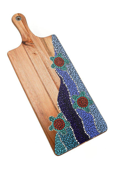 Aboriginal Art Kitchen Warehouse-Kutukulung- Turtle Acacia Wooden Serving Board-Yarn Marketplace