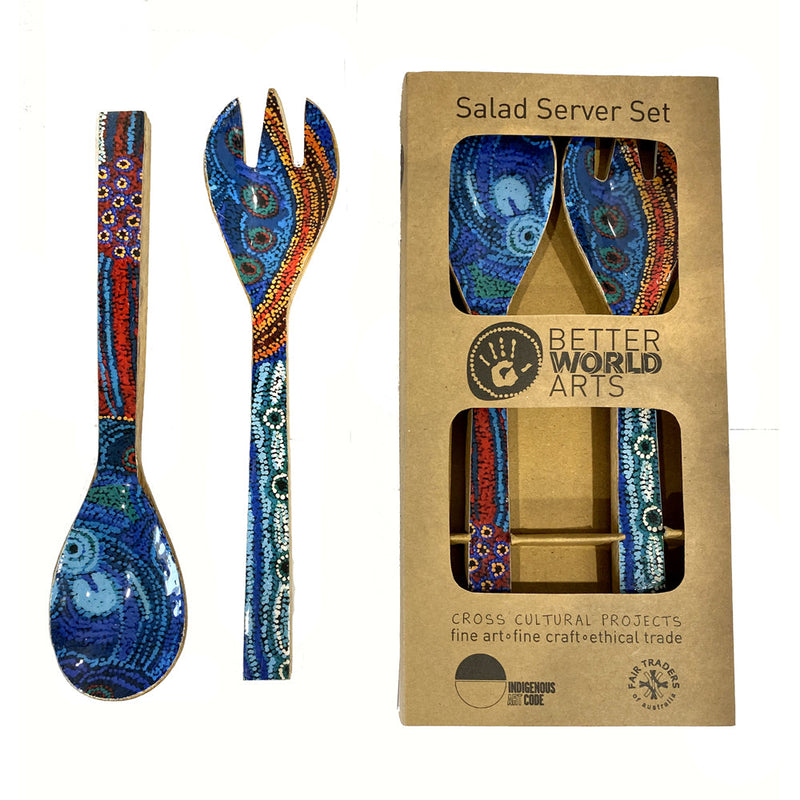 Woods Wooden Salad Server Set 270mm