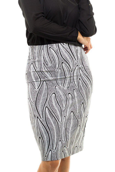 Aboriginal Art Clothing-Landscape Pencil Skirt-Yarn Marketplace