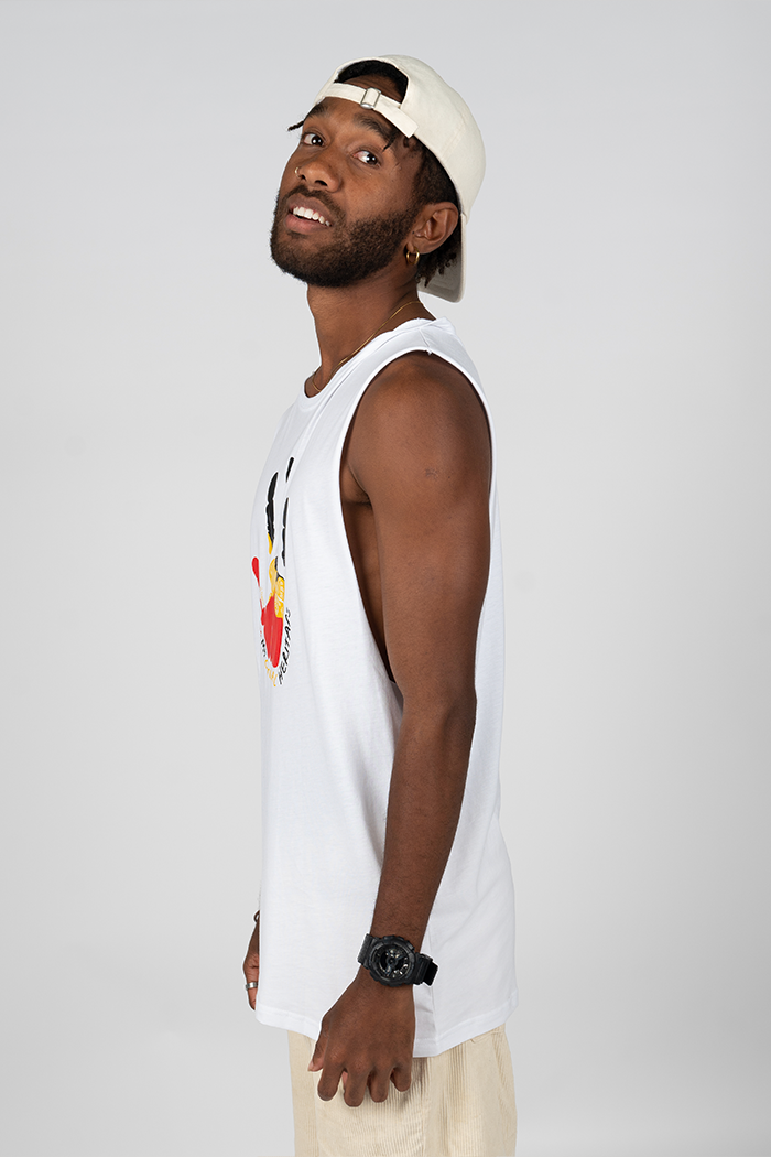 Love My Cultural Heritage White Cotton Men's Muscle Tank Top