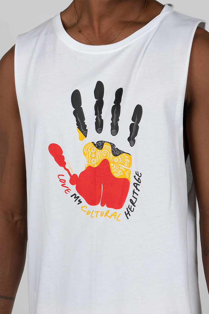 Love My Cultural Heritage White Cotton Men's Muscle Tank Top