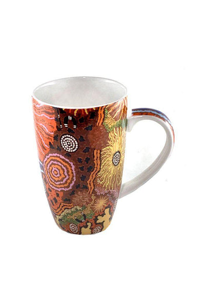 Aboriginal Art Kitchen Warehouse-Marks Bone China Mugs Brown 380ml/13oz-Yarn Marketplace