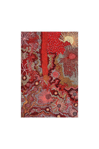 Aboriginal Art Kitchen Warehouse-Marks (Maroon) Cotton Tea Towel-Yarn Marketplace