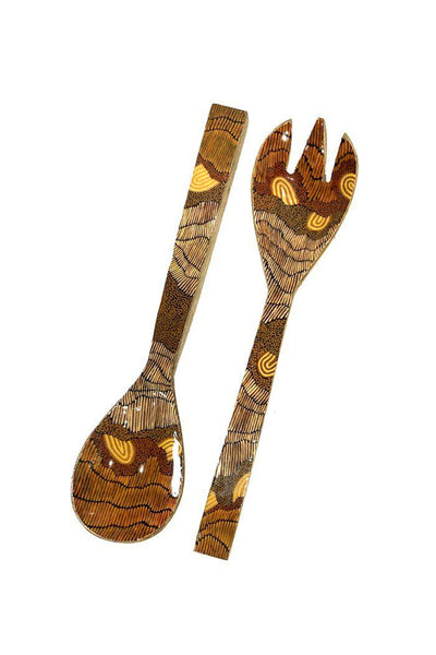 Aboriginal Art Kitchen Warehouse-Marks Salad Server Wooden - 270mm-Yarn Marketplace