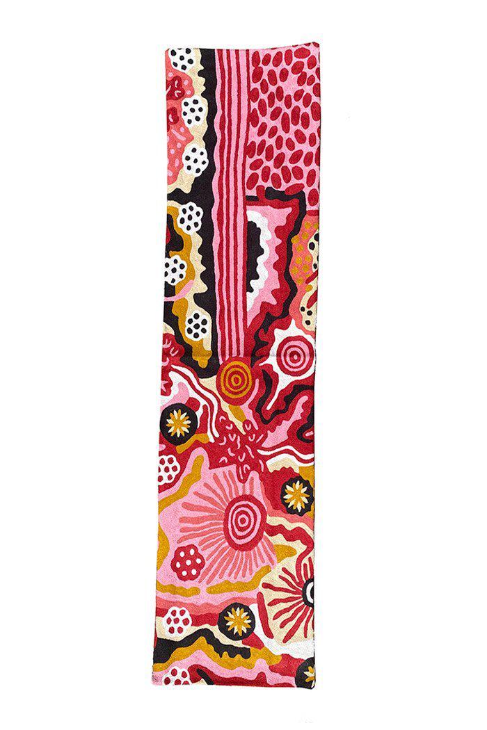 Aboriginal Art Kitchen Warehouse-Marks Table Runner - Wool Chainstitch (Pink & Yellow)-Yarn Marketplace