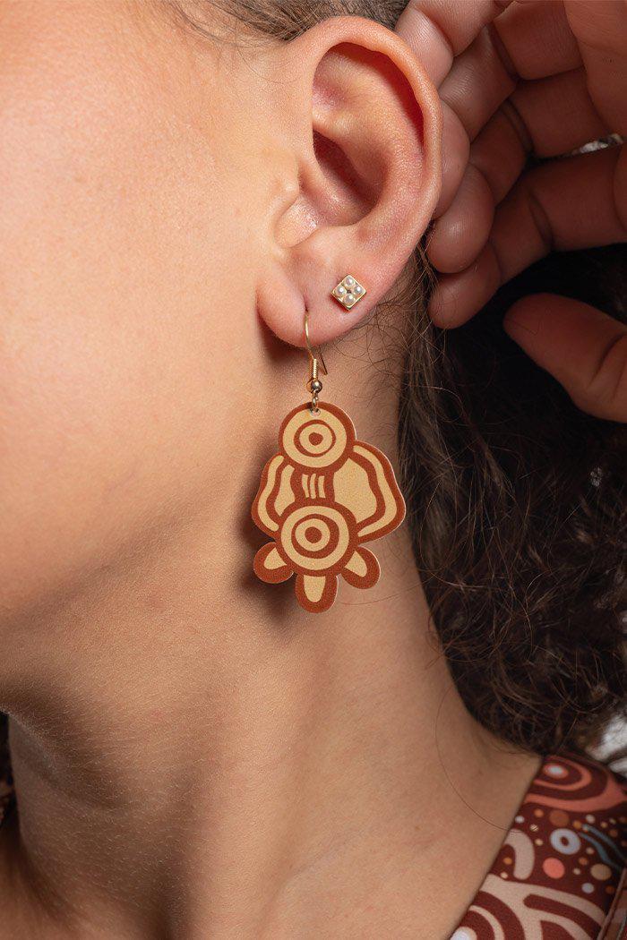 Aboriginal Art Jewellery Australia-My Mother Earth Cut Out Earrings-Yarn Marketplace