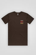 "For Our Elders" NAIDOC 23 Pocket Print (Red & Yellow) Chocolate Cotton Crew Neck Unisex T-Shirt