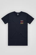 "For Our Elders" NAIDOC 23 Pocket Print (Red & Yellow) Navy Cotton Crew Neck Unisex T-Shirt