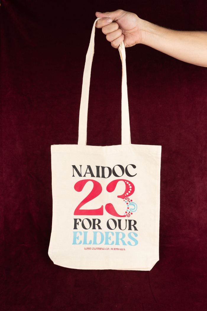 NAIDOC 23 (Blue & Pink) Natural Cotton Tote Bag